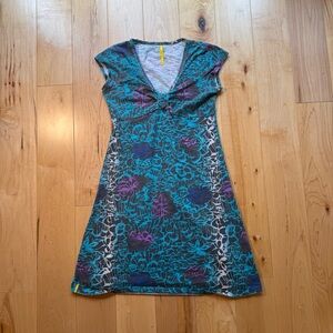 Floral V-Neck Dress - Blue and Purple